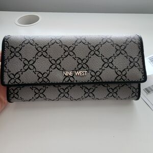 Nine West Black and Gray Patterned Wallet